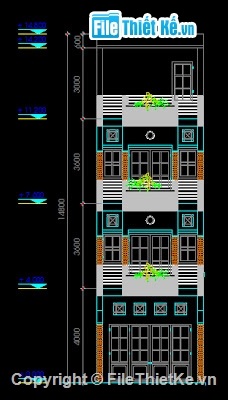 Bản vẽ autocad,Bản vẽ nhà phố,nhà mặt phố,nhà phố 4.5 x 18m